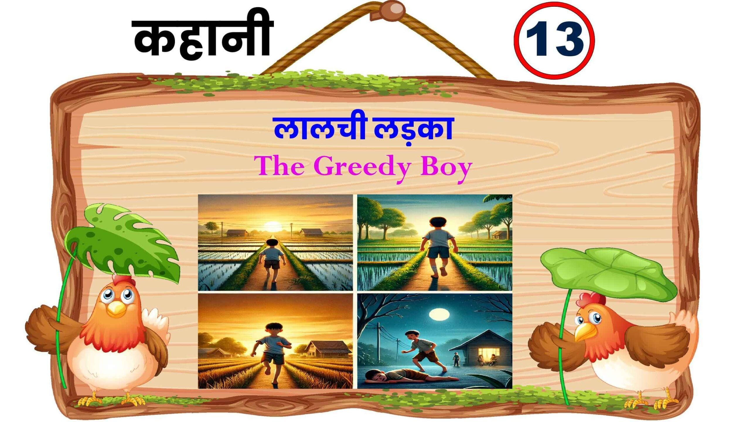 Two twin brothers walking in opposite directions on a sunny day in a rural village, with one walking steadily and the other sprinting ahead.