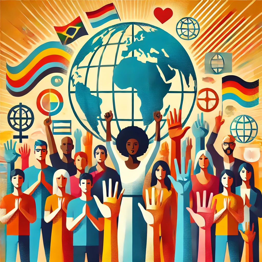 Human Rights Day 2024 - A powerful representation of equality, justice, and human dignity with diverse silhouettes of people.