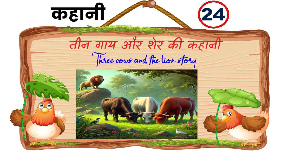 बाल कहानी-तीन गाय और शेर