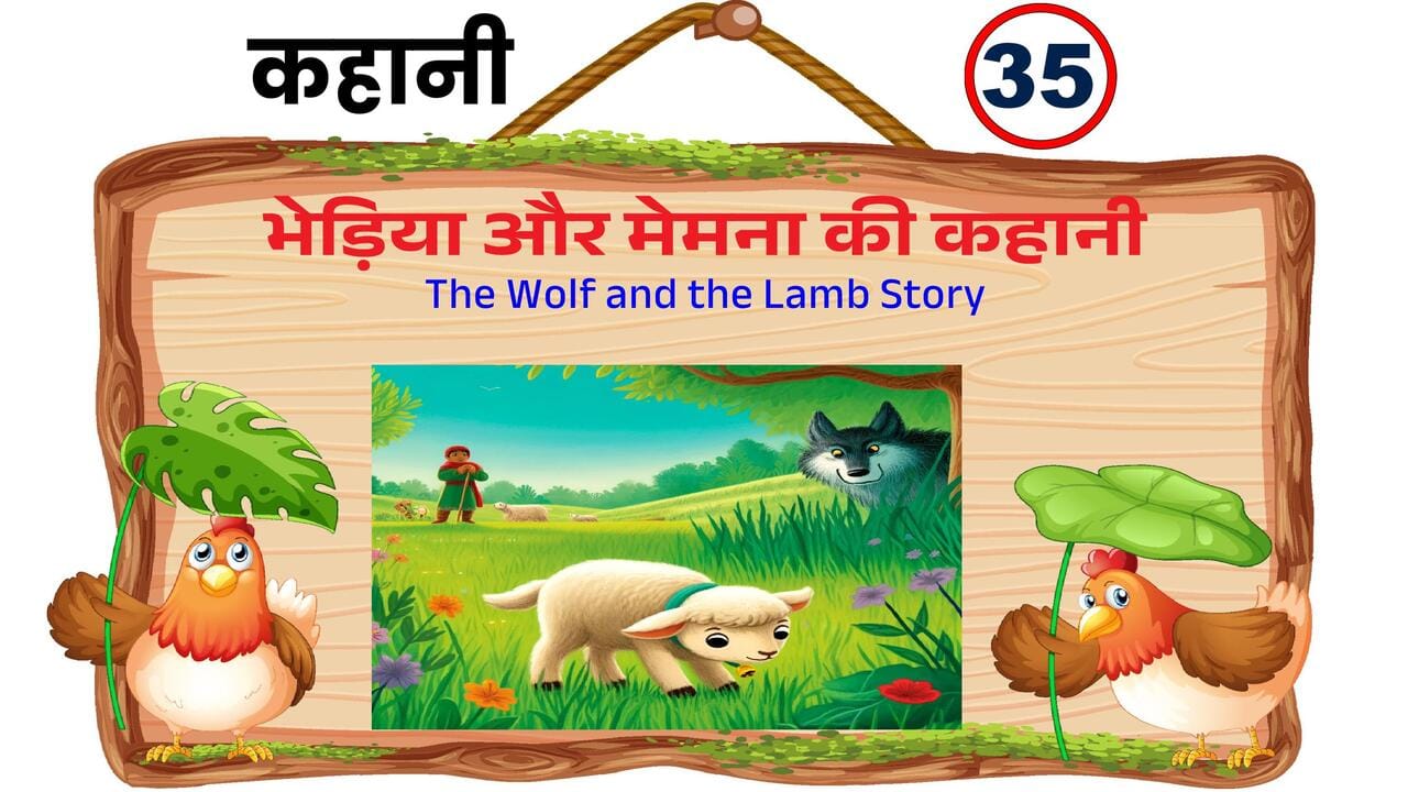 भेड़िया और मेमना की कहानी का चित्रण