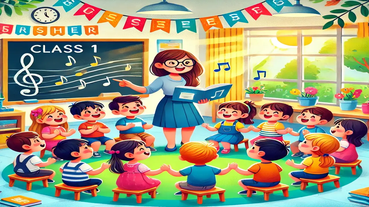 Class 1 children singing a group song
