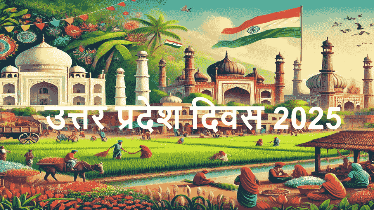 उत्तर प्रदेश दिवस 2025 का पोस्टर - विकास और विरासत की झलक