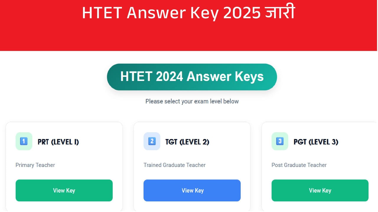 HTET Answer Key 2025 PDF Download Direct Link Active for PRT TGT PGT Levels